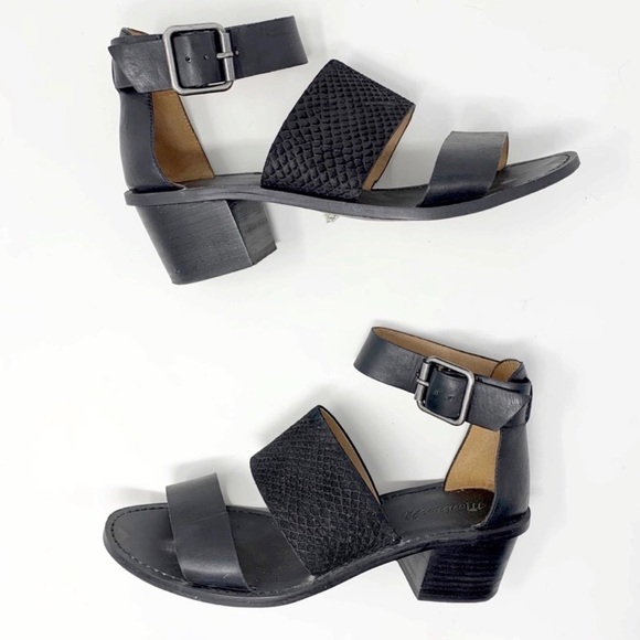 MADEWELL Warren Leather Double Strap Sandals Heels Wedges - Picture 4 of 14